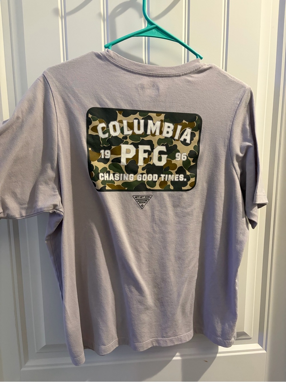 Women’s Columbia Lavender Short Sleeve Tee with Camo Logo